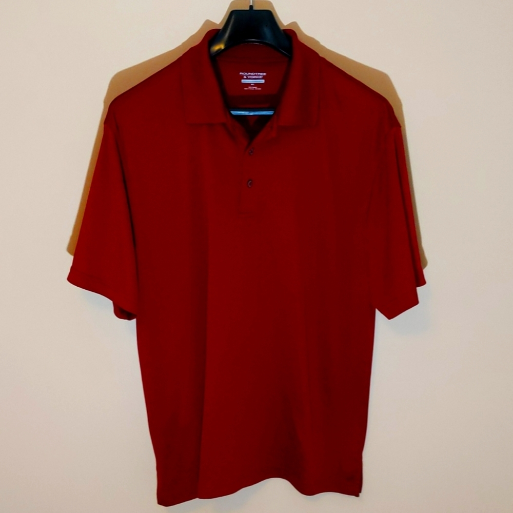 Roundtree & Yorke| Red Men's Performance Polo Polyester